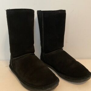 Bearpaw Emma Tall Black Suede Wool Blend Lining Winter Boots Womens 12 610W